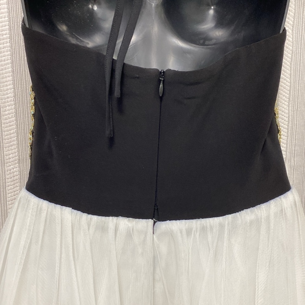 Blondie Nites Short Halter Dress Black White and Gold Homecoming Prom Size 3 EUC - Picture 6 of 13